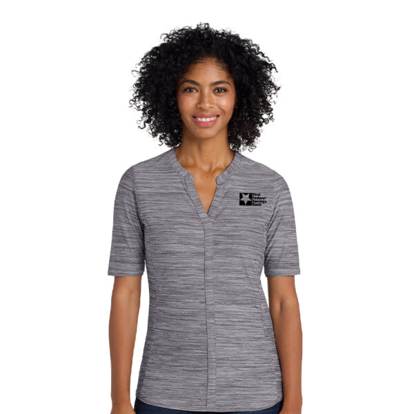 Port Authority Women’s Stretch Heather Open Neck Top LK583 - Image 2